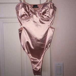Urban outfitters pink satin bustier bodysuit